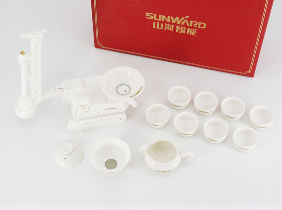 Nůžky na bagr s rovným ramenem, rotační výkopové kreativní čajová sada z bílého porcelánu a keramiky